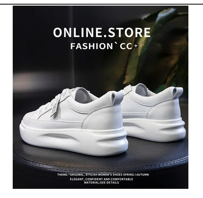 Leather sneakers 2025 Autumn/winter New Single Shoe Thick Soled Women's Shoes Flat Soled Shoes Casual Shoe Women's Board Shoes