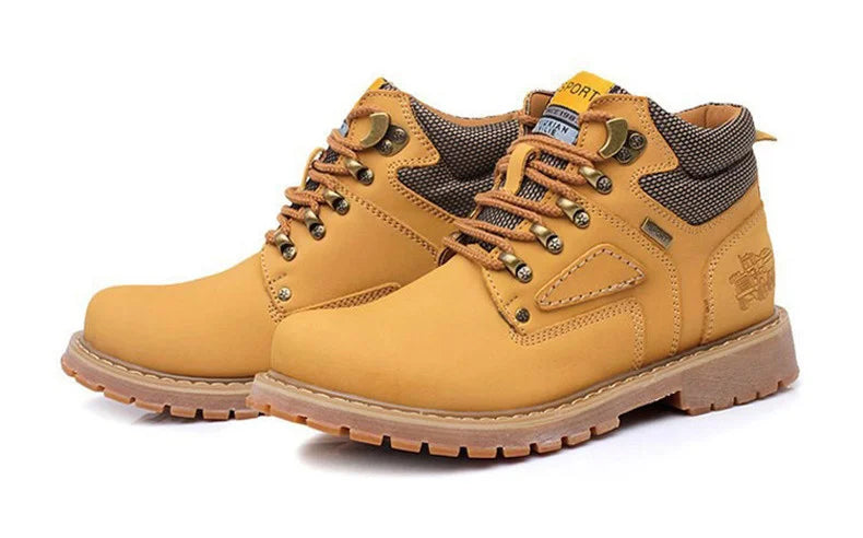 Genuine Leather Men Boots Casual Work Shoes Brown Luxury Brand Autumn Winter Handmade Fashion Male Ankle Boots Bot