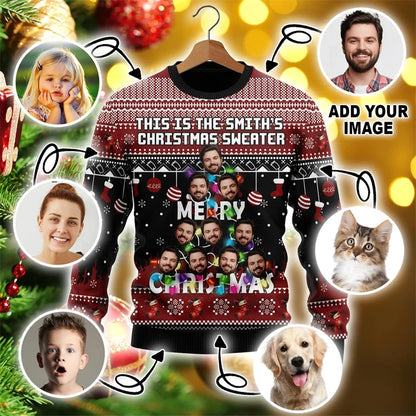 Custom Photo DIY Personalized Characters/Pets Fun Ugly Christmas Sweaters Christmas Gift Tops Couple Party Pullover sweater New
