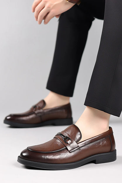 fashionMen's Slip-On Business Loafers High Quality Leather Shoes Gentleman Outdoor Shoes Office Shoes Leisure Ripe-Young