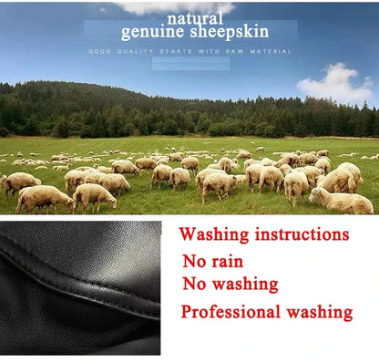 Natural Leather jacket For Women Lambskin Bomber Biker Jacket Long Sleeves 100% Sheepskin Leather Coat  Folded Short Tops Woman