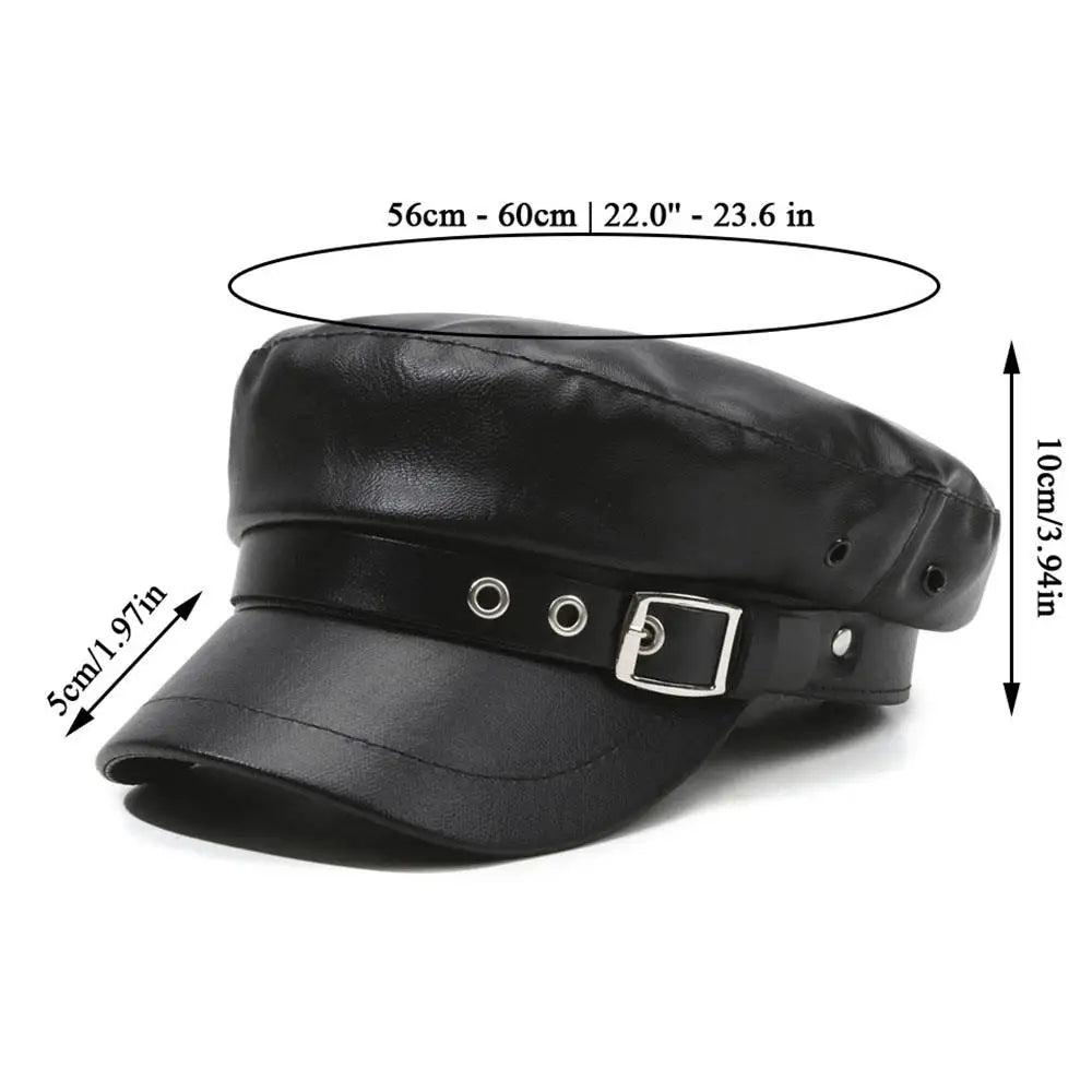 New Women's PU Leather Beret Hat Vintage England Flat Top Newsboy Caps Outdoor Casual Visor Black Artist Fashion Painter Hat