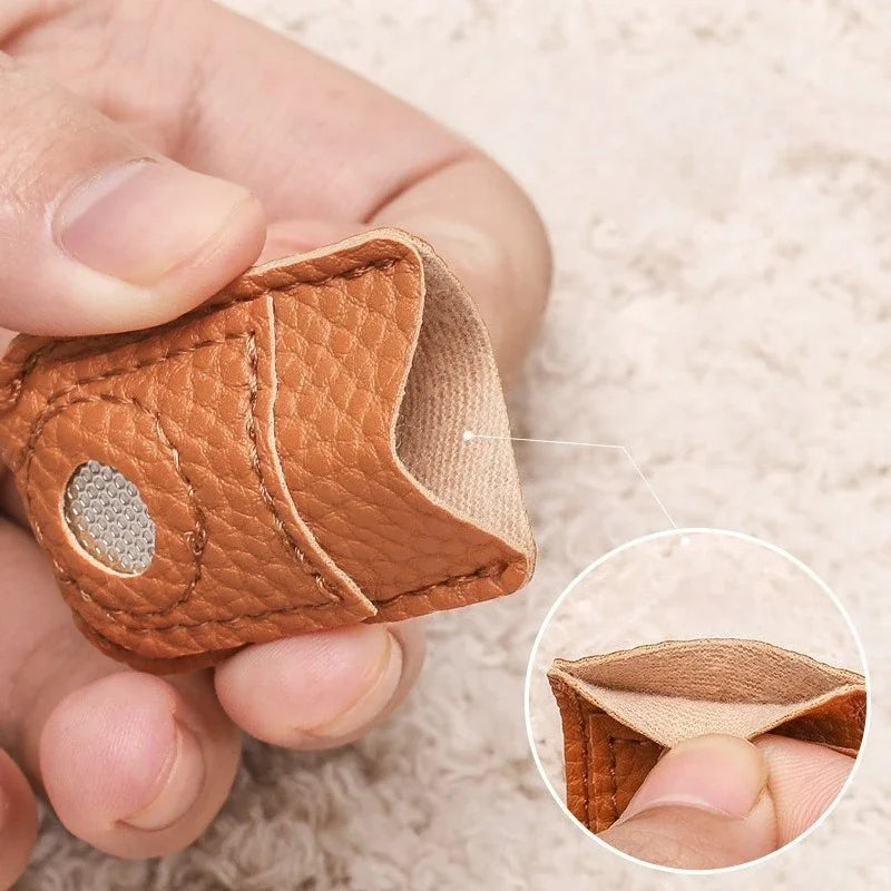 Leather Finger Cap for Sewing Needles, Household Hand-sewing Cross-stitch Needle Holder, Protection Finger Cap for Sewing