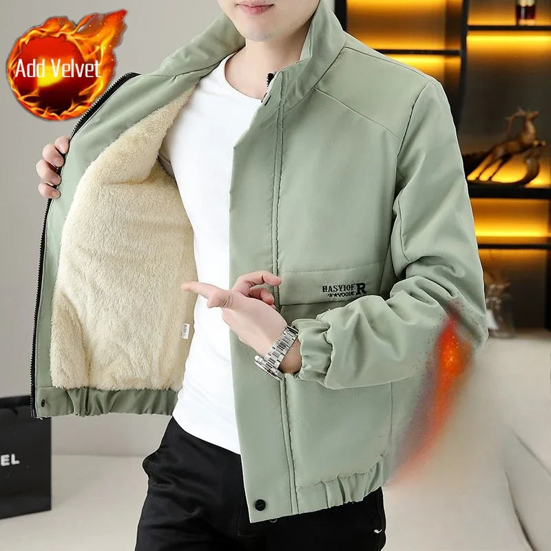 Winter Coat for Men Warm Thick Fleeced Casual Fast Delvery Vintage Quilted Padded Jacket Man High Quality New In Joker Work Cold