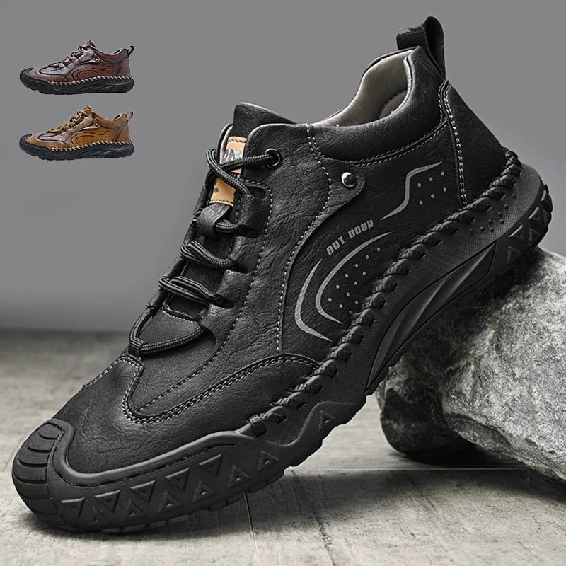 New Handmade Leather Men Shoes Casual Comfortable Men Loafers Slip On Leather Shoes Men Flats Hot Sale Outdoor Walking Shoes