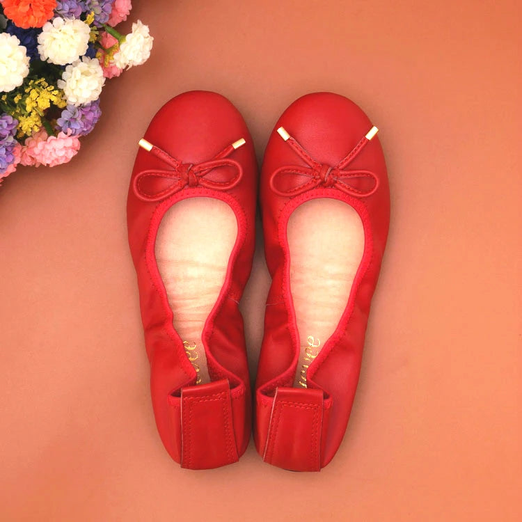 2024 Women Leather Breathable Ladies Comfortable Ballet Flats Driving Shoe Fashion Slip on Shallow Loafers Office Flat Boat Shoe