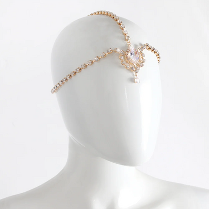 Wedding Hair Accessories For Women Bride Indian Jewelry Gift Boho Crystal Drop Forehead Head Chain Headwear Headpiece Rhinestone