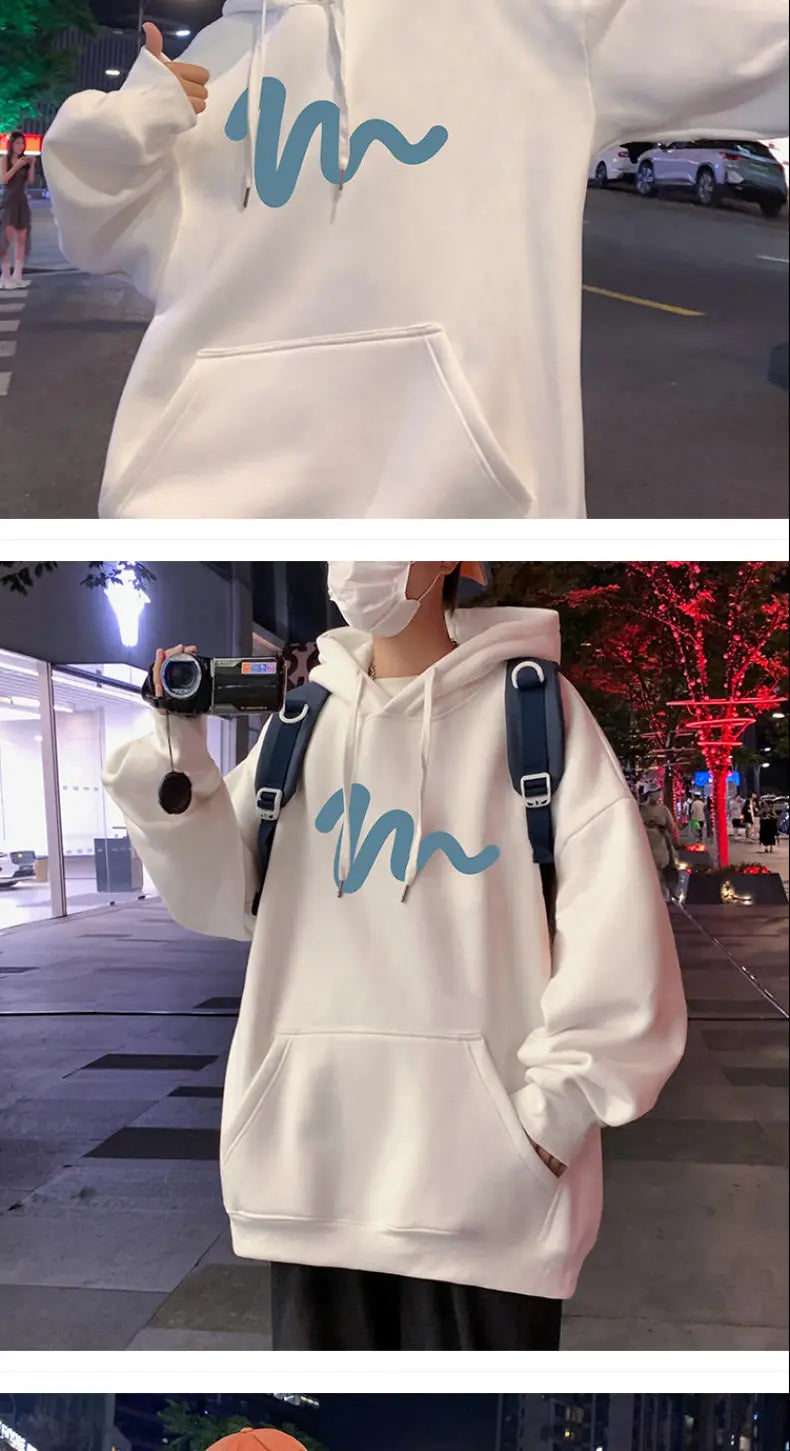 Sweater Men 2024 New Autumn and Winter Hooded American Couple Hoodies Fashion Casual Thickened Velvet Jacket Versatile Trend