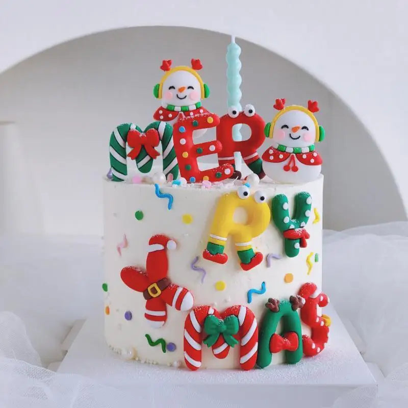 2026 New Merry Christmas Cake Toppers Cartoon Santa Claus DIY Resin Kids Xmas Party Cake Topper Gift Birthday Dessert Decoration