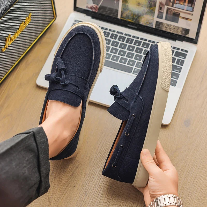 Suede Leather Handmade Loafers Leisure Walk Male Casual Shoes New Design Casual Slip on Flats Versatile Driving Shoes Moccasins