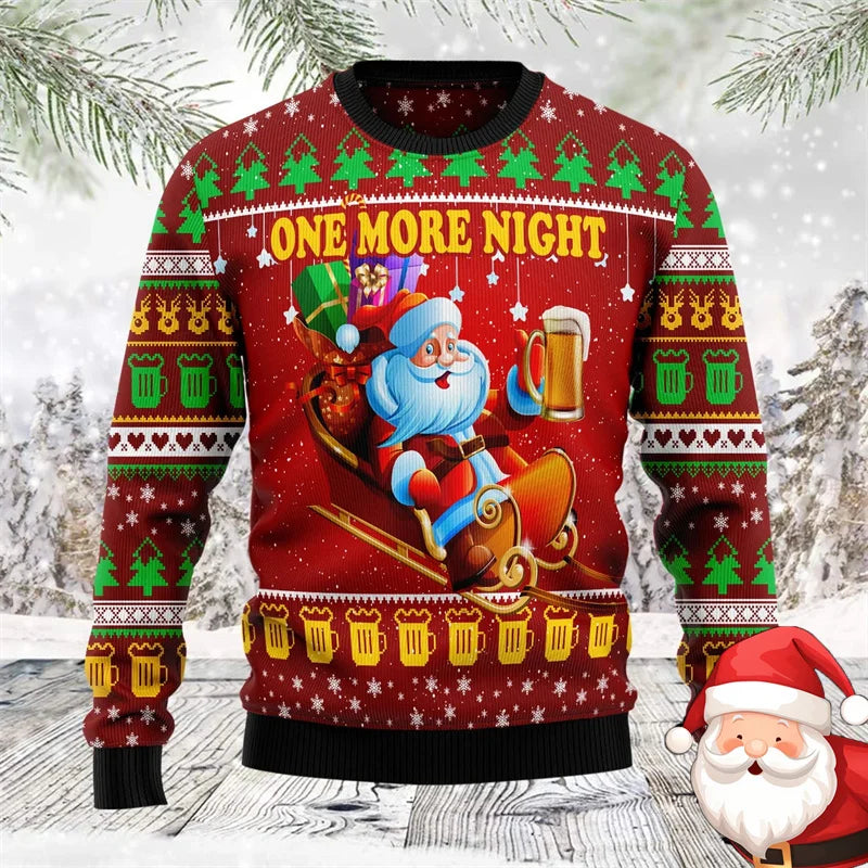 Christmas Family Party Ugly Beer Sweater For Men Funny Fashion O-neck Pullover Sweatshirt Merry Christmas Trend Design Sweaters
