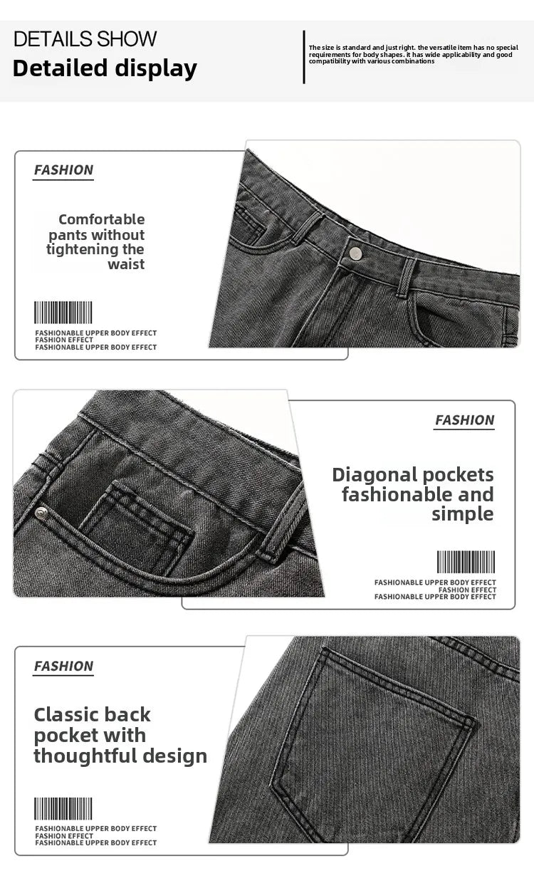 Jeans men's spring and summer 2025 new style trend straight versatile casual pants loose wide-leg mopping trousers