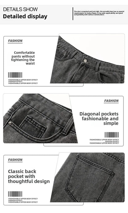 Jeans men's spring and summer 2025 new style trend straight versatile casual pants loose wide-leg mopping trousers