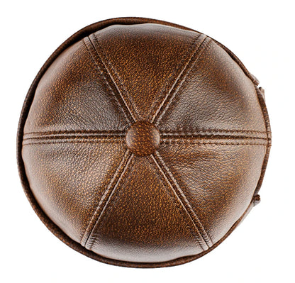 Real Leather Retro Hat Casual Landlord Chinese-Style Hat Genuine Leather Cap Thin Round Caps Fashion Winter Autumn Luxury Hats