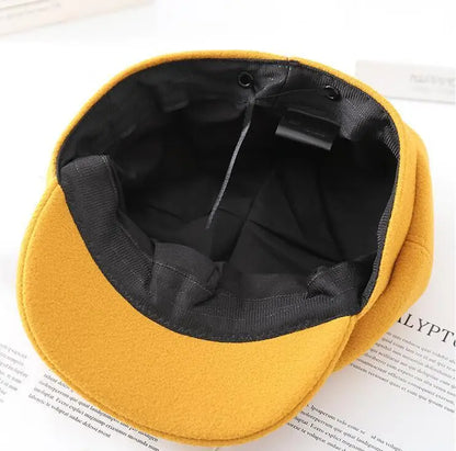 Kids Boys Girls PU Leather Hat 2024 New Arrival Children Princess Retro Beret Cap British Style Plaid Striped Cap Steetwear Hat