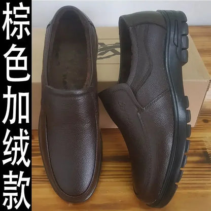 Genuine Leather Men Casual Shoes Luxury British Business Men Shoes Fashion Round Toe Lace Up Autumn Winter Old Man's Footwear