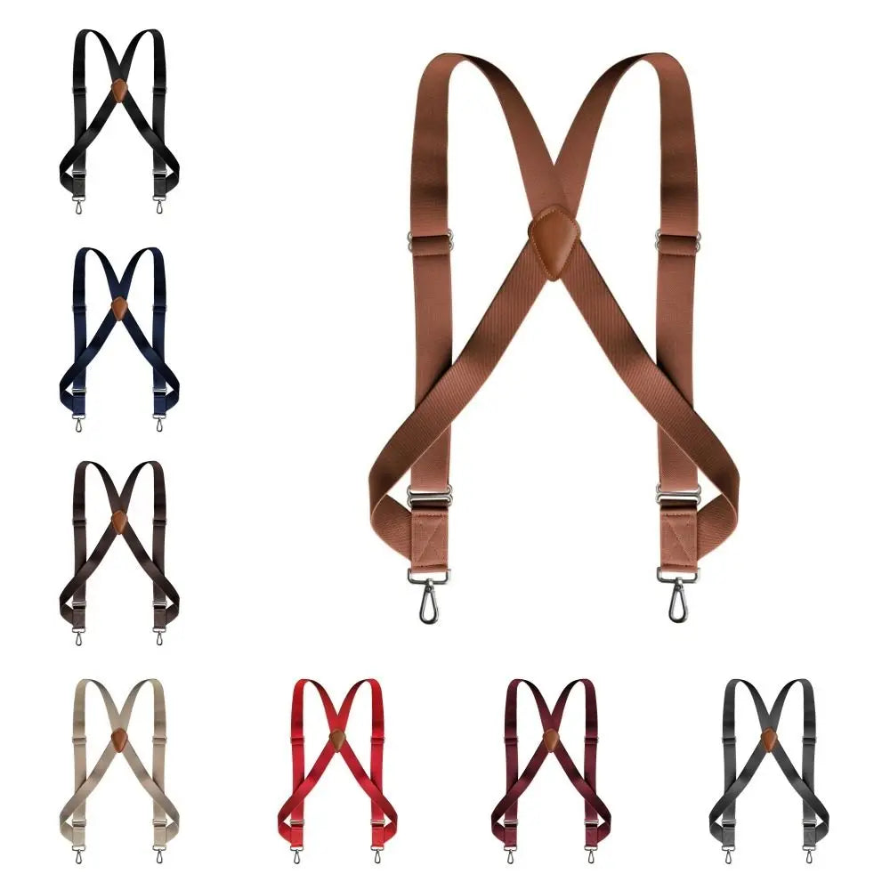 Fashion Retro Suspenders for Men Metal Clip British Style Leather Suspenders Anti-slip Suit Accessories Suspender Clip Business