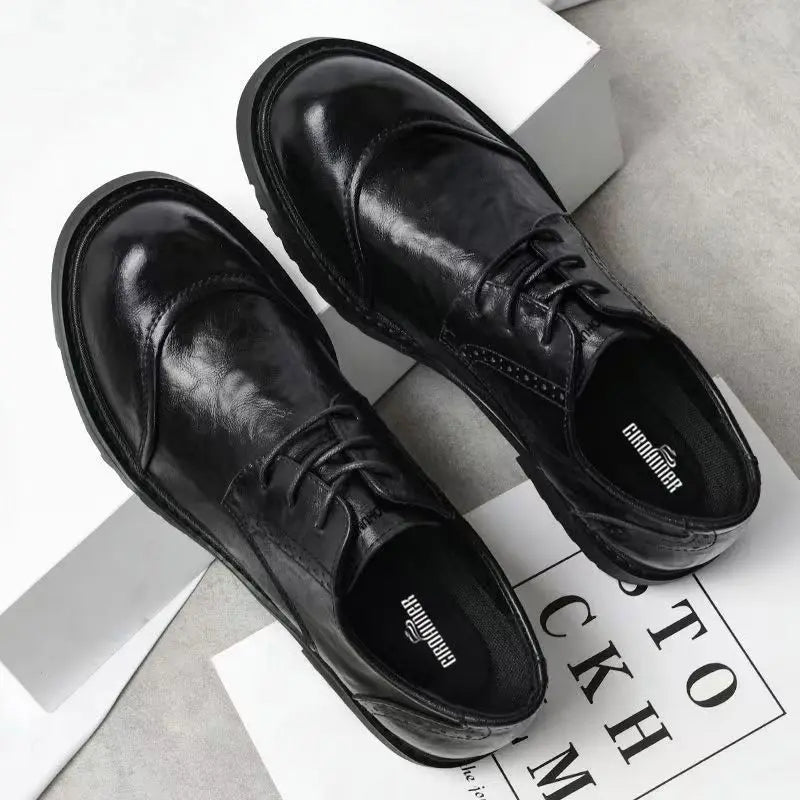 2025 Soft Leather Men's High-end Leather Trendy Business Casual Tooling Big Head Thick Sole Non-slip Loafers Shoes