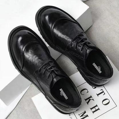2025 Soft Leather Men's High-end Leather Trendy Business Casual Tooling Big Head Thick Sole Non-slip Loafers Shoes