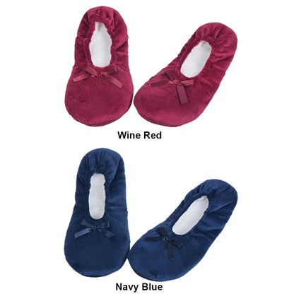 Women Ballerina Slippers with Satin Bow Winter Slippers Comfortable Warm Ballet Flats Girls Plush Slippers
