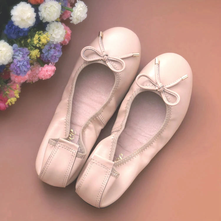 2024 Women Leather Breathable Ladies Comfortable Ballet Flats Driving Shoe Fashion Slip on Shallow Loafers Office Flat Boat Shoe