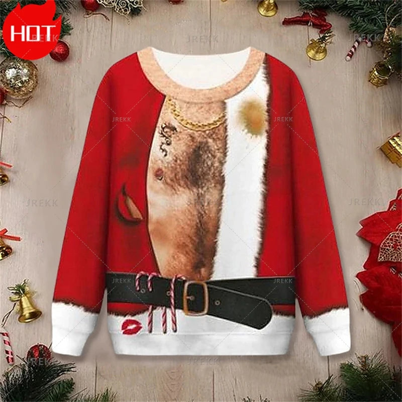 Merry Christmas 3D Printed Sweatshirts Santa Claus Graphic Christmas Sweater Men Fashion Ugly Christmas Sweater New In Sweaters