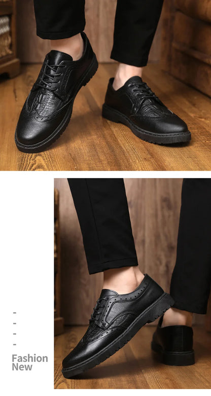 Leather Shoes for Men Luxury High Quality Brogue Shoes comfortable Soft Sole Men's Casual Shoes Lace Up Men Business Dress Shoe