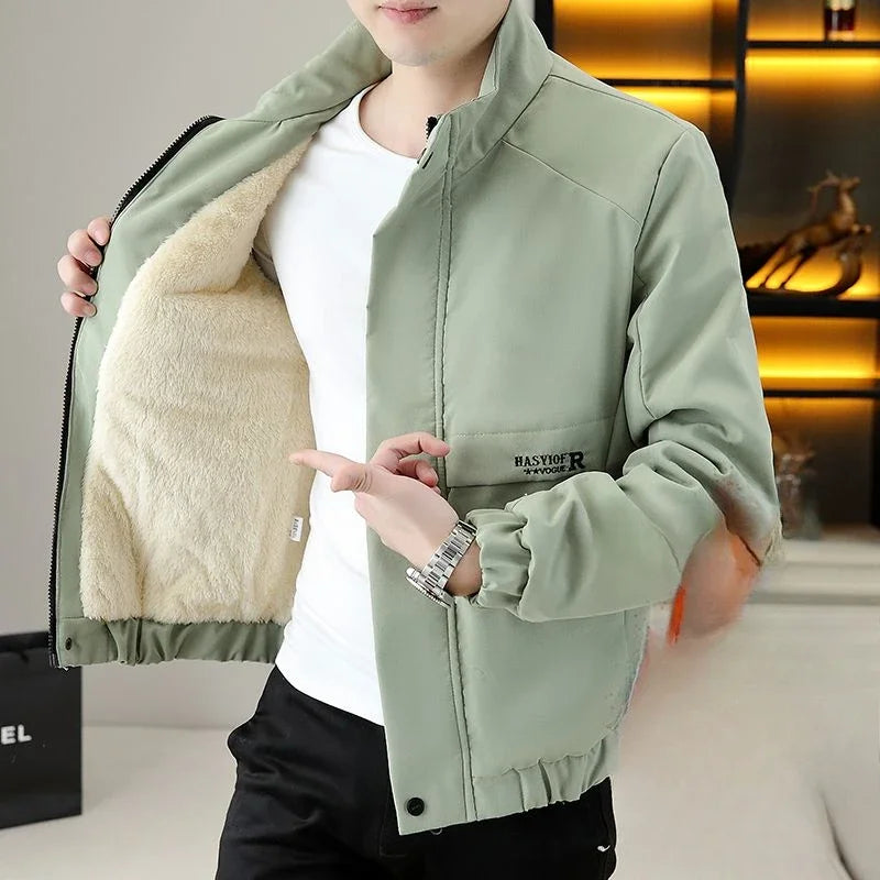 Winter Coat for Men Warm Thick Fleeced Casual Fast Delvery Vintage Quilted Padded Jacket Man High Quality New In Joker Work Cold