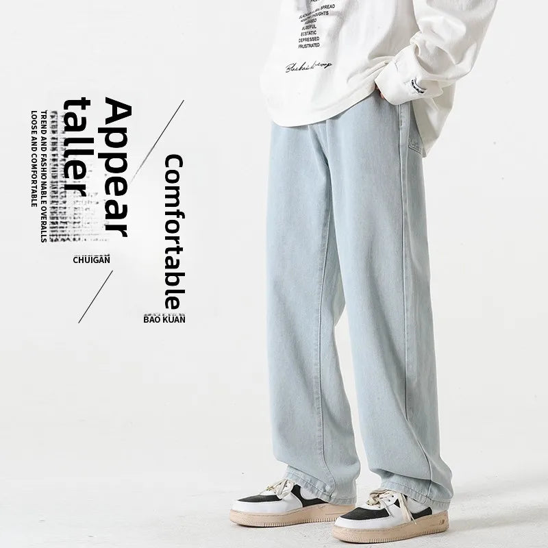 Jeans men's spring and summer 2025 new style trend straight versatile casual pants loose wide-leg mopping trousers