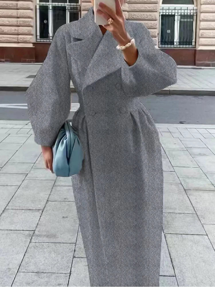 Winter Coat For Women Fashion Solid Loose Lapel Double Breasted Trench Vintage Long Sleeve Jackets Warm Thick Woman New In Coats