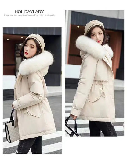 Winter Coat 2025 New Women's Thick Cotton Jacket Women's Medium long Korean version Fur collar Coat Female Warm Parka Overcoat