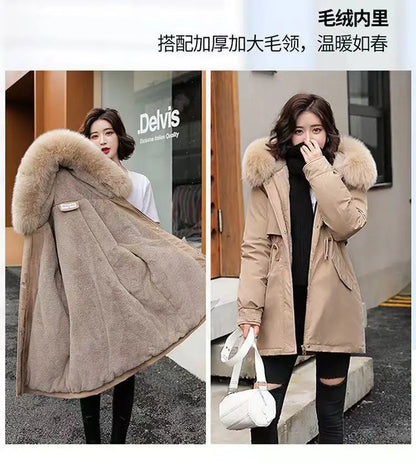 Winter Coat 2025 New Women's Thick Cotton Jacket Women's Medium long Korean version Fur collar Coat Female Warm Parka Overcoat
