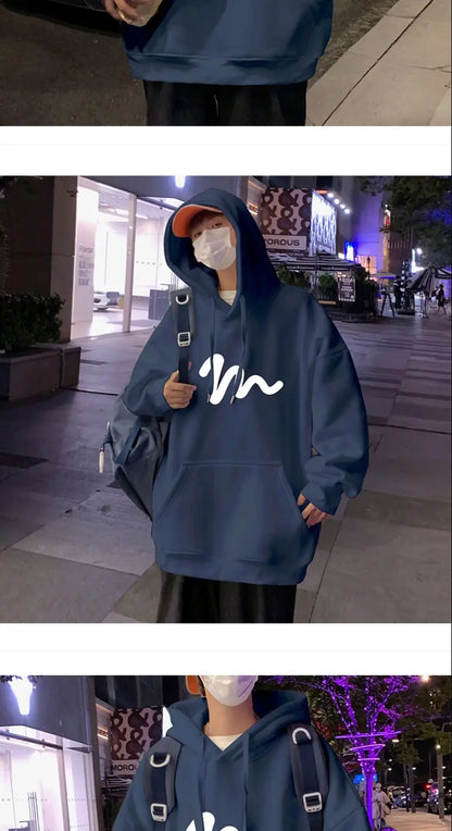 Sweater Men 2024 New Autumn and Winter Hooded American Couple Hoodies Fashion Casual Thickened Velvet Jacket Versatile Trend