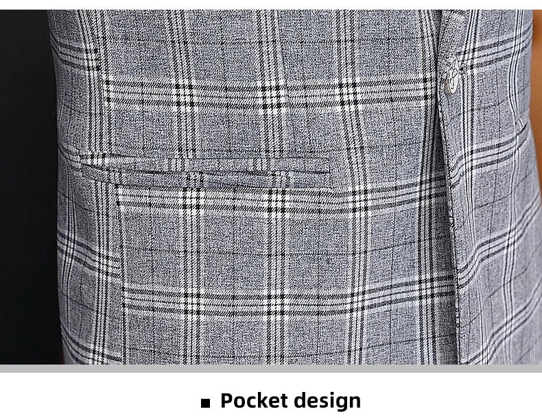 Men's British Style Checkered Suit Casual High-End Spring Autumn Small Plankton Design Handsome Coat