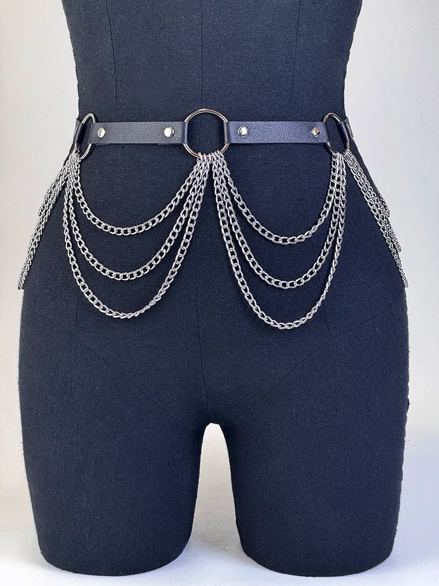  Women Fashion Waistband Accessory Leisure Punk Gothic Clothing Jewelry Belt Sexy Leather Harness Belt Waist Chain Harness