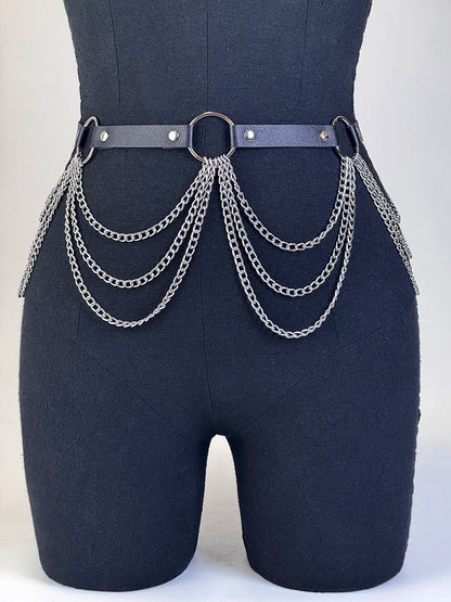  Women Fashion Waistband Accessory Leisure Punk Gothic Clothing Jewelry Belt Sexy Leather Harness Belt Waist Chain Harness