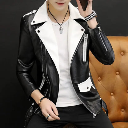 Coats Black Leather Jacket for Men Trendy 2025 Fashion Fashionable Spring Clothes Man Suits and Blazers Menswear Vintage Classic