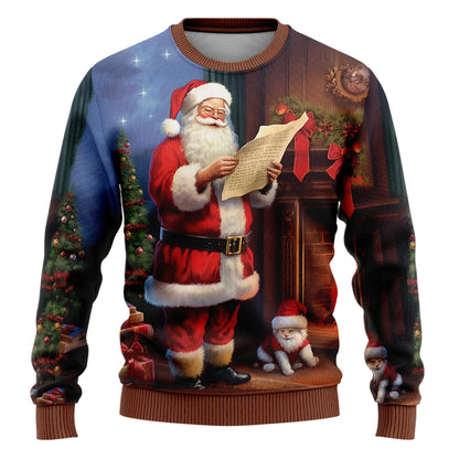 Santa Claus Ugly Christmas Sweater Merry Christmas Lovers Womens Sweaters Crewneck Sweatshirt Unisex Mens Sweater Funny Gifts