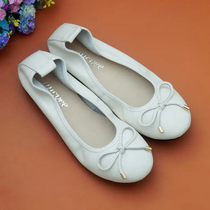 2024 Women Leather Breathable Ladies Comfortable Ballet Flats Driving Shoe Fashion Slip on Shallow Loafers Office Flat Boat Shoe