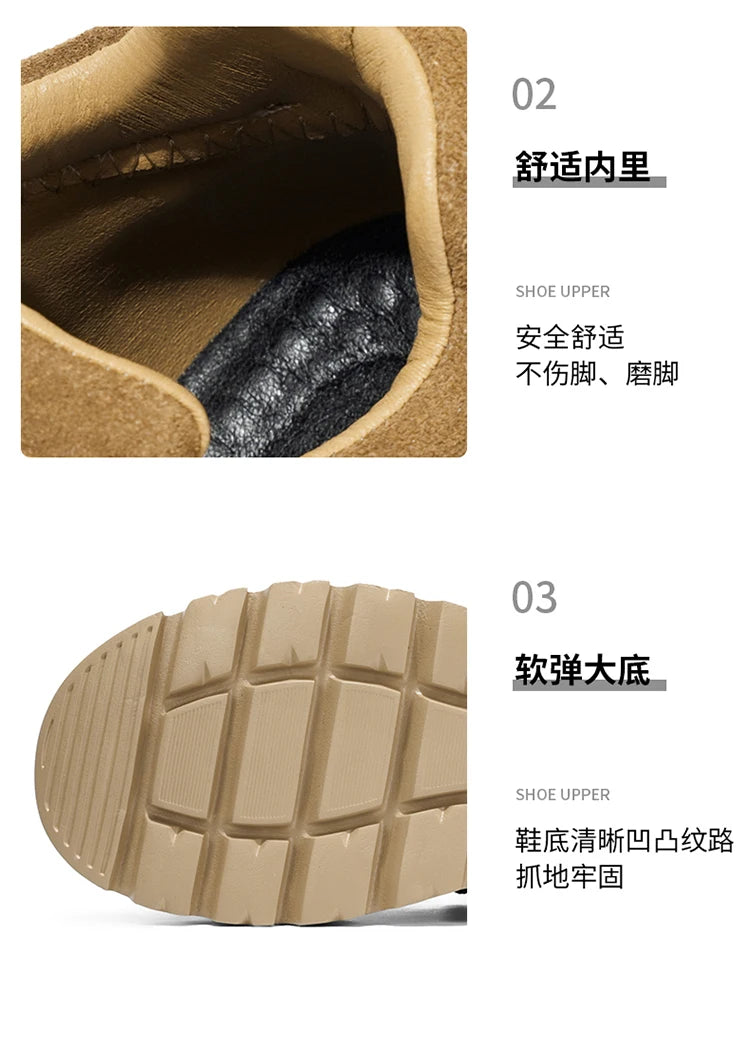 Men's luxury suede leather shoes lace up comfortable ankle boots classic retro leather boots outdoor sports and leisure shoes