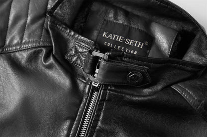 2025 Leather Jackets Men's Autumn Winter Fleece Motorcycle PU Leather Jackets Vintage Casual Stand Collar Windbreaker Slim Coats