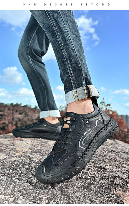 New Handmade Leather Men Shoes Casual Comfortable Men Loafers Slip On Leather Shoes Men Flats Hot Sale Outdoor Walking Shoes