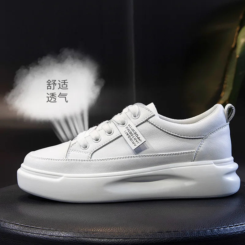 Leather sneakers 2025 Autumn/winter New Single Shoe Thick Soled Women's Shoes Flat Soled Shoes Casual Shoe Women's Board Shoes