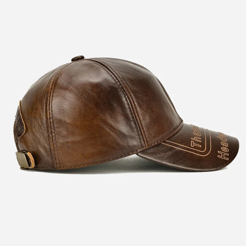 Tax excluded, add at checkout if applicable Fashion Men Genuine Cowhide Leather Baseball Cap Casual Real Leather Hat Autumn Wint