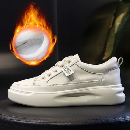 Leather sneakers 2025 Autumn/winter New Single Shoe Thick Soled Women's Shoes Flat Soled Shoes Casual Shoe Women's Board Shoes