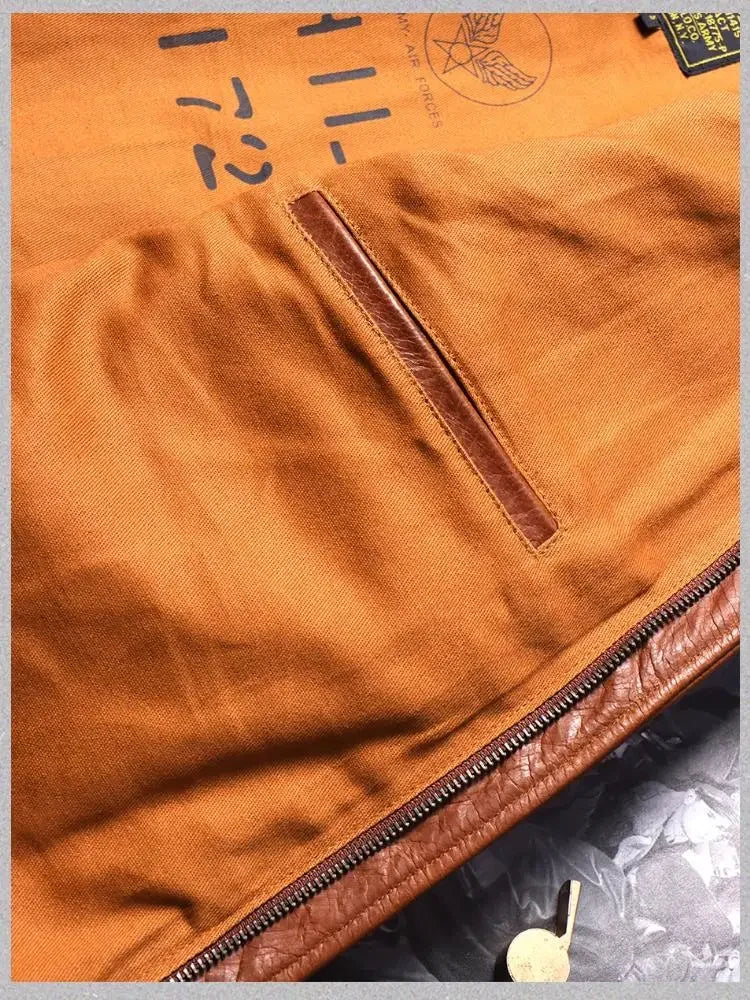 New Classical A-2 Oil Wax Cowhide Men's Genuine Leather Jacket Luxury Brown Excape Bomber Rider  Motorcycle Real Leather Coats