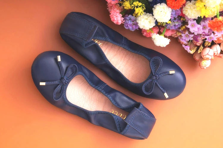 2024 Women Leather Breathable Ladies Comfortable Ballet Flats Driving Shoe Fashion Slip on Shallow Loafers Office Flat Boat Shoe