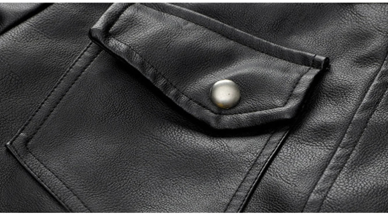 Men Leather Jacket Warm Autumn Winter Windbreaker Overcoat PU Biker Jacket Coat With Hood Fashion Casual Jacket Male Clothes