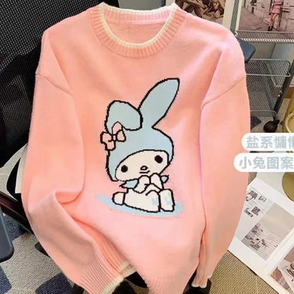 Hot Kawaii Sanrios My Melody Autumn Winter Sweaters for Girls Sweet and Cute Loose Sweatshirts for Couples Casual Versatile Tops