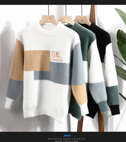 Sweaters men 2025 Winter Letter pattern thick sweater men Student youth sweaters autumn Men's wool pullovers full size S-3XL